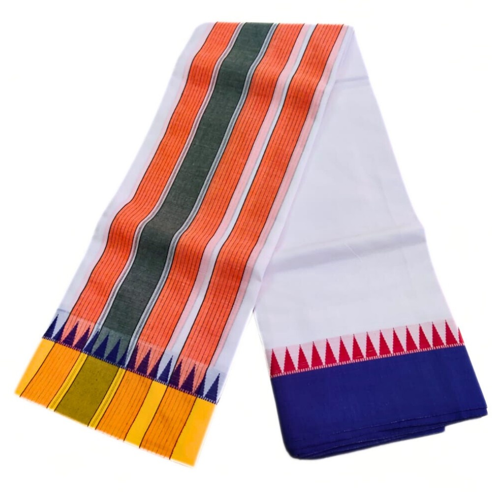 Medium Tower Mokku Temple Border Cotton Dhoti - Image 2