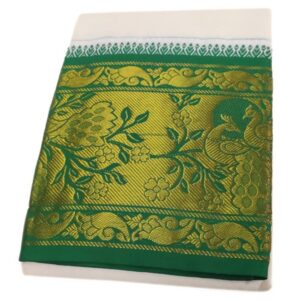 Peacock Designed 10 Inch Border Dhoti