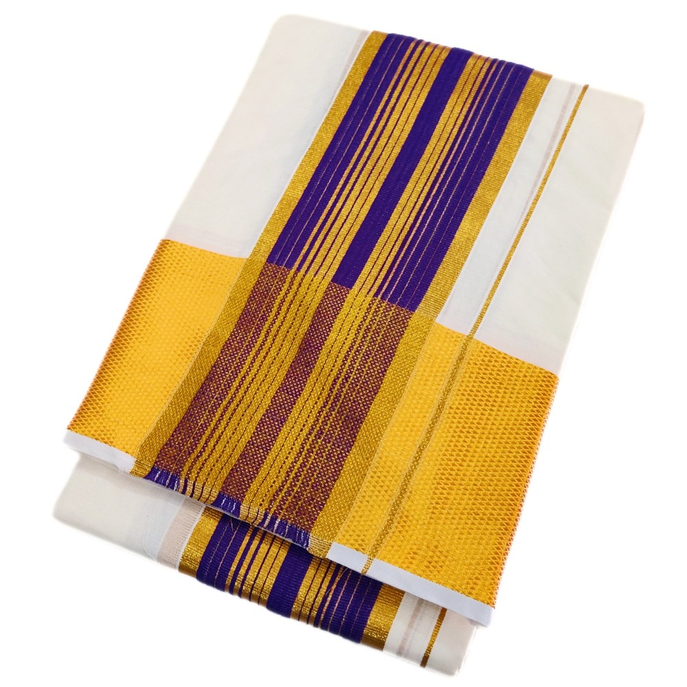 5 Inch Cotton Golden Border Dhoti
