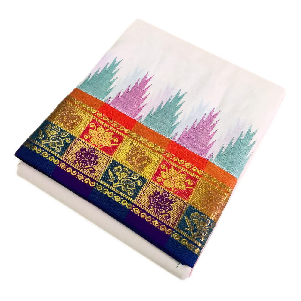 Flower Designed Temple Border Handloom Dhoti