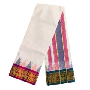 Kanchi Cotton Dhoti With Temple Border Design