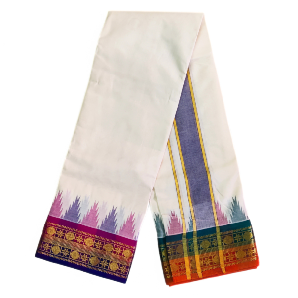 Handloom Temple Border Cotton Dhoti - Image 2
