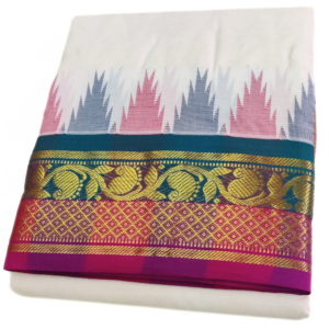Flower Designed Temple Border Handloom Dhoti