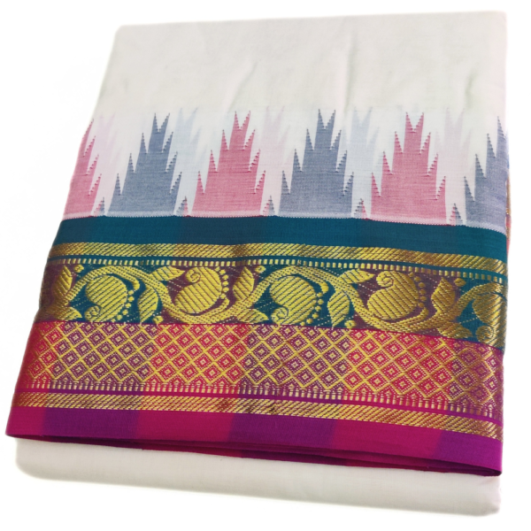 Flower Designed Temple Border Handloom Dhoti