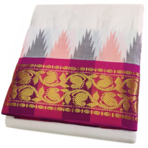 Kanchi Cotton Dhoti With Temple Border Design