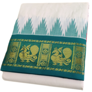 Peacock Design Temple Border Cotton Dhoti