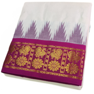 Peacock Designed Temple Border Handloom Dhoti
