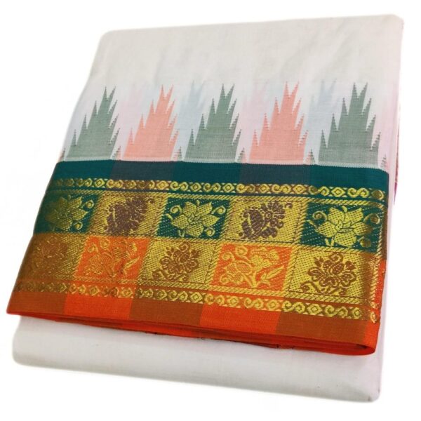 Flower Designed Temple Border Handloom Dhoti