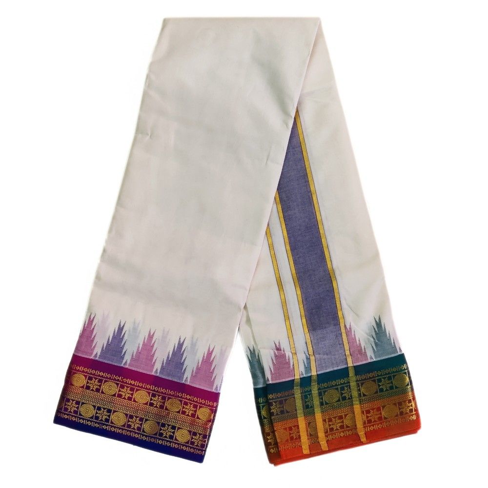 5 Inch Temple Border Handloom Dhoti - Image 2