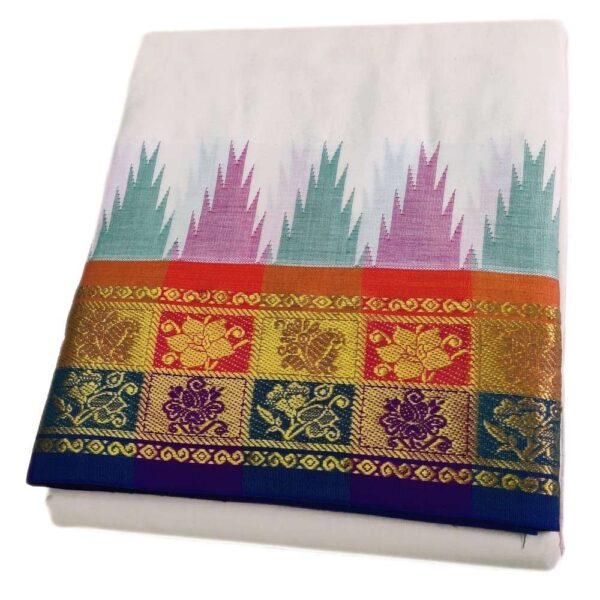 Flower Designed Temple Border Handloom Dhoti