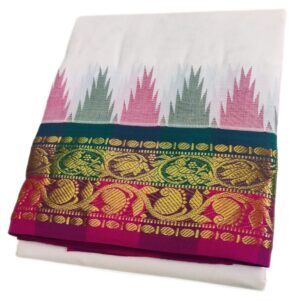 Flower Designed Temple Border Handloom Dhoti