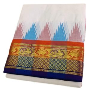Kanchi Cotton Dhoti With Temple Border Design