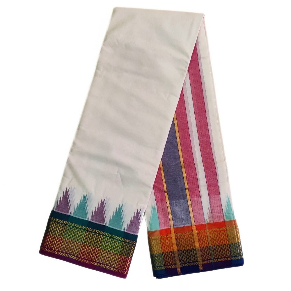 Thalampoo Border Cotton Dhoti Handloom - Image 2