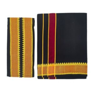 Black Color Mayilkan Cotton Dhoti/Lungi + Towel Combo