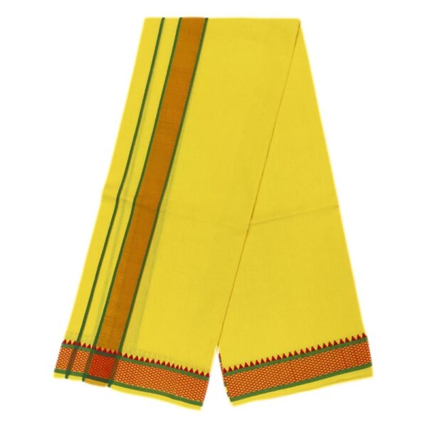 Yellow Color Mayilkan Cotton Dhoti/Lungi - Image 2