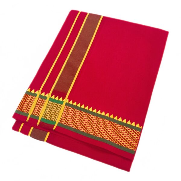 Red Color Mayilkan Cotton Dhoti/Lungi
