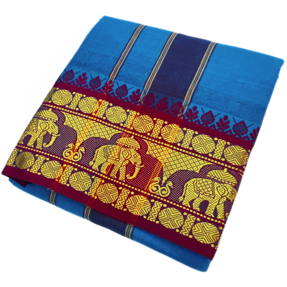 Blue Color Pure Cotton Dhoti