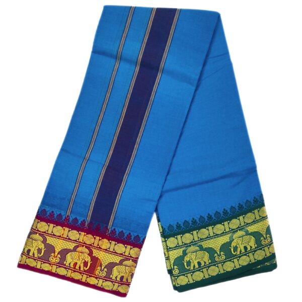 Blue Color Pure Cotton Dhoti - Image 2