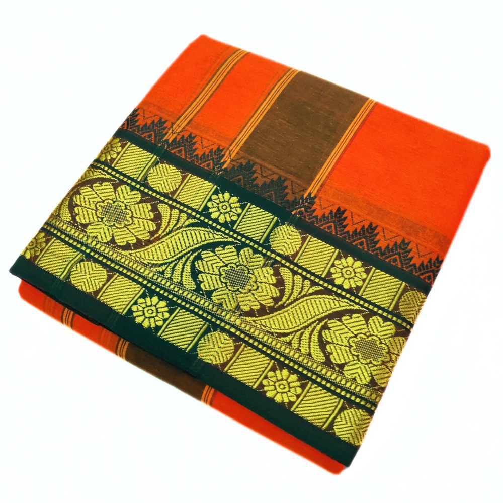 Orange Color Pure Cotton Dhoti