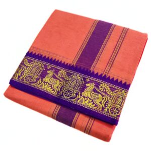 Kanagambaram Color Pure Cotton Dhoti Towel Set