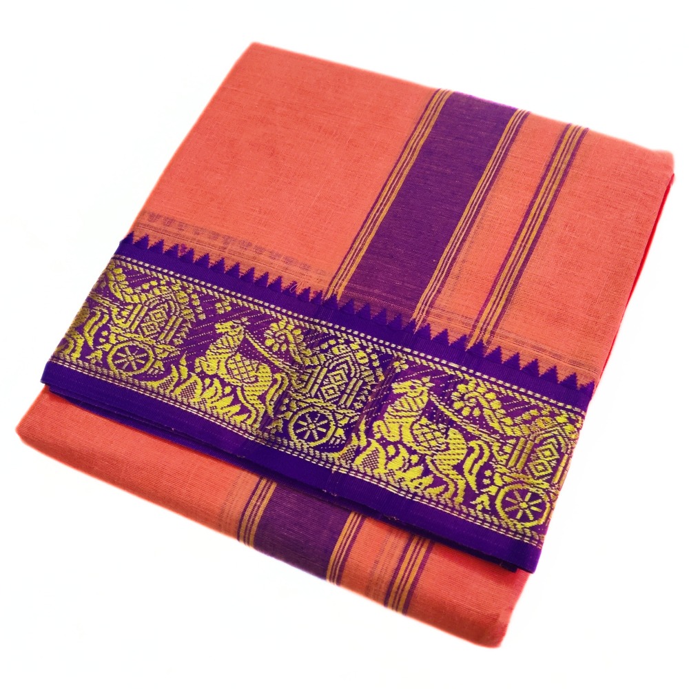 Kanagambaram Color Pure Cotton Dhoti Towel Set