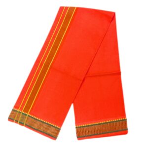 Orange Color Mayilkan Cotton Dhoti/Lungi