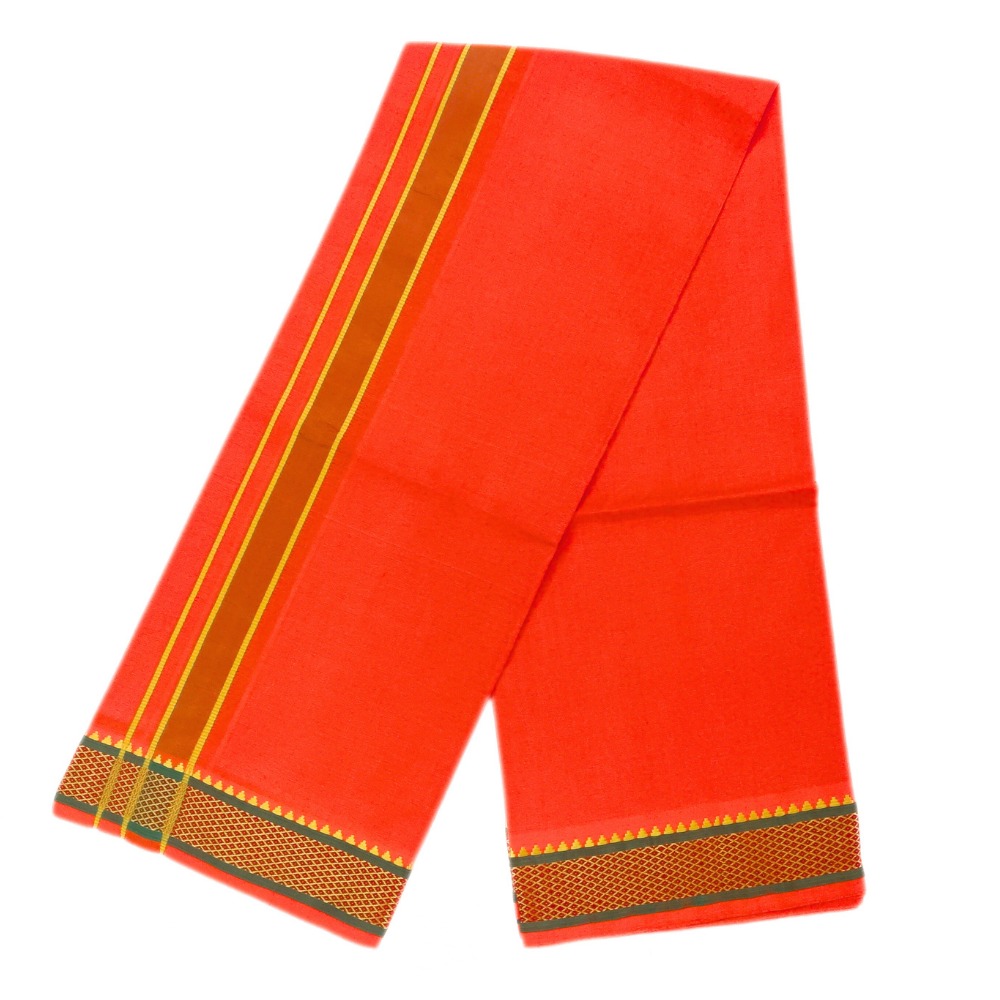 Orange Color Mayilkan Cotton Dhoti/Lungi