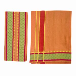 Biscuit Color Mayilkan Cotton Dhoti/Lungi + Towel Combo