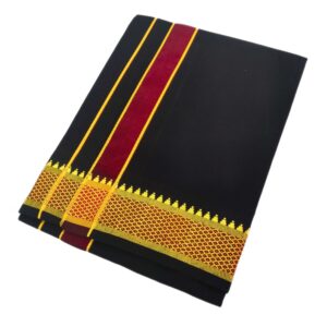 Black Color Mayilkan Cotton Dhoti/Lungi + Towel Combo