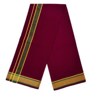 Maroon Color Mayilkan Cotton Dhoti/Lungi