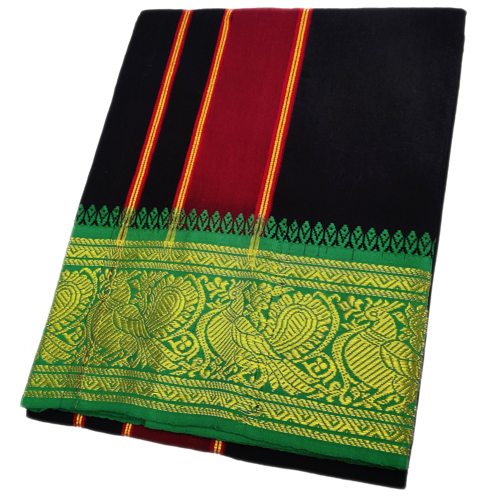 Black Color Cotton Jacquard 2 Meter Lungi/Dhoti