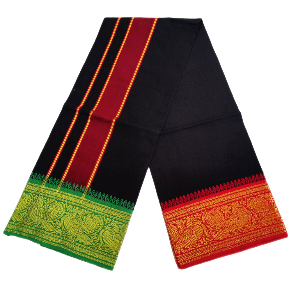 Black Color Cotton Jacquard 2 Meter Lungi/Dhoti