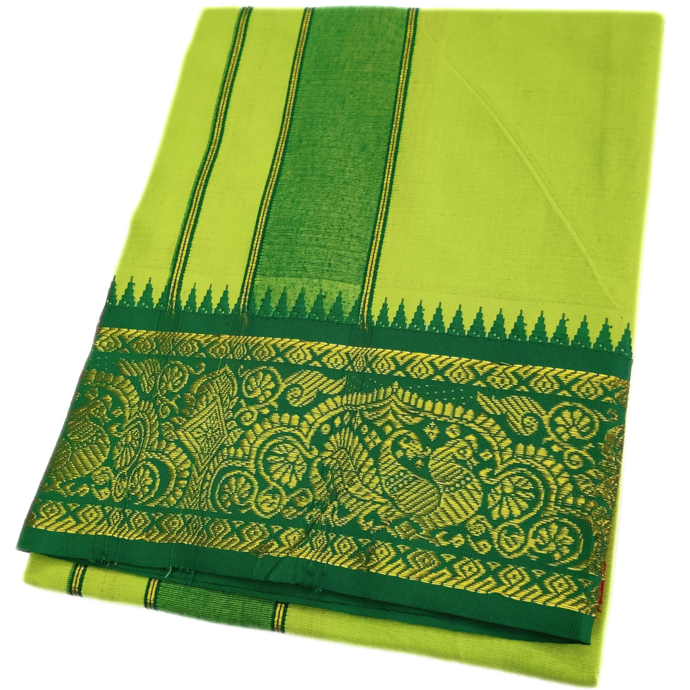 Green Color Cotton Jacquard 2 Meter Lungi/Dhoti
