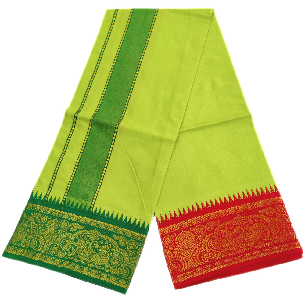 Green Color Cotton Jacquard 2 Meter Lungi/Dhoti