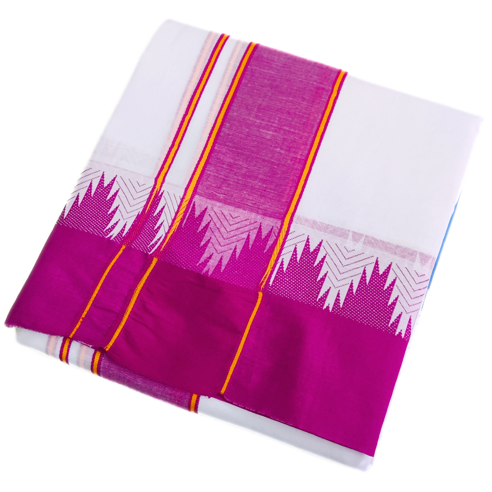 Bavanji Temple Border Dhoti Towel Set
