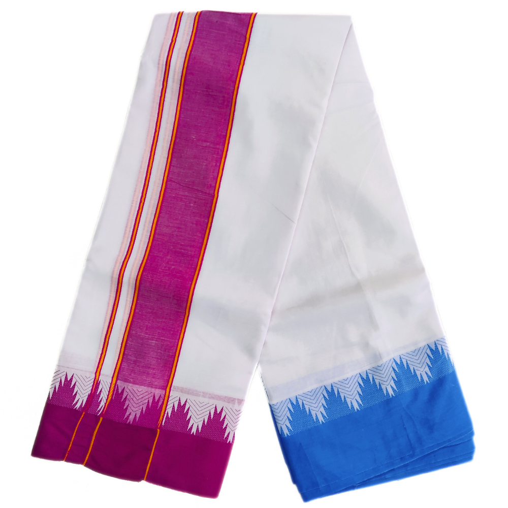 Bavanji Temple Border Dhoti Towel Set