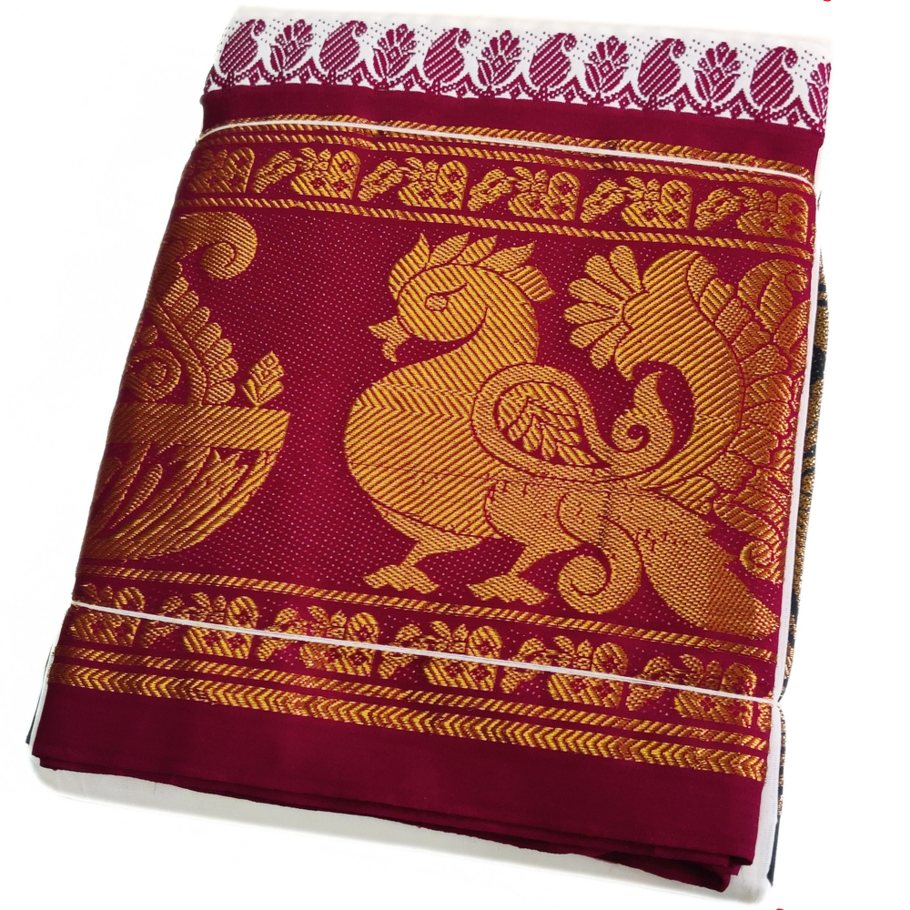 Annam Designed 12 Inch Border Dhoti Towel Set