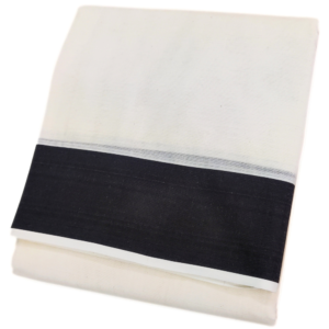 Black Color Border Off-white Dhoti Towel Set