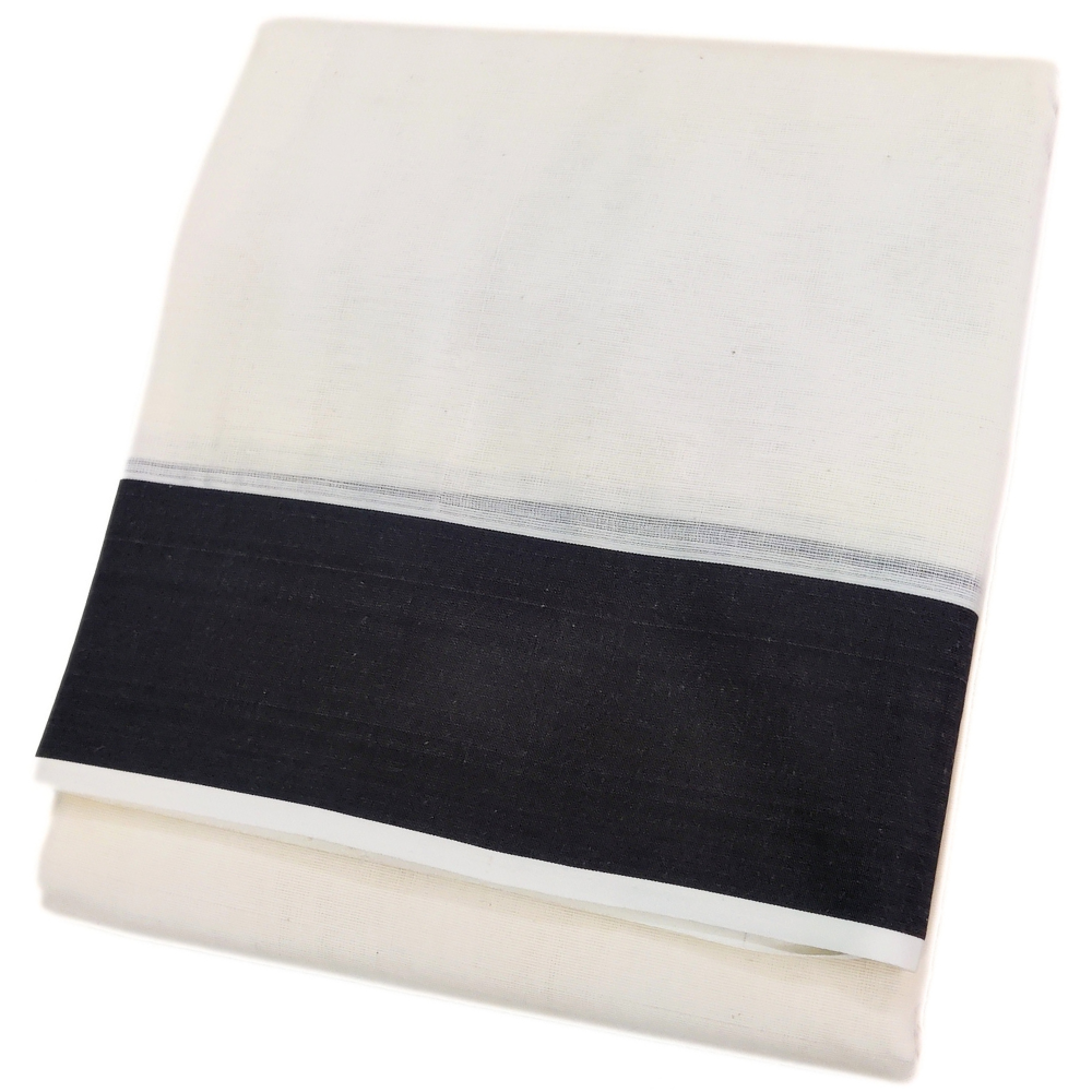 Black Color Border Off-white Dhoti Towel Set