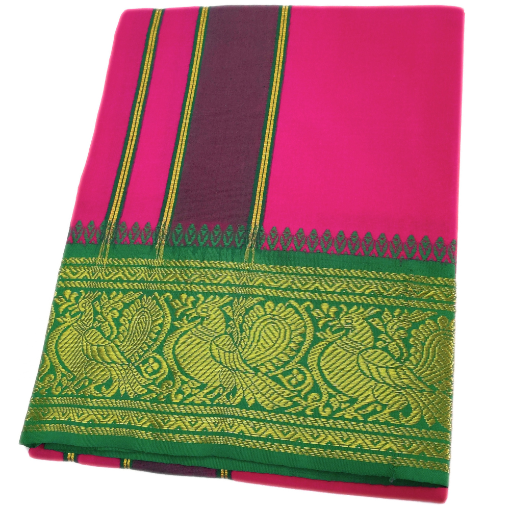 Rose Color Cotton Jacquard 2 Meter Lungi/Dhoti