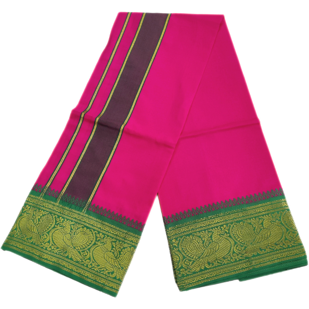 Rose Color Cotton Jacquard 2 Meter Lungi/Dhoti