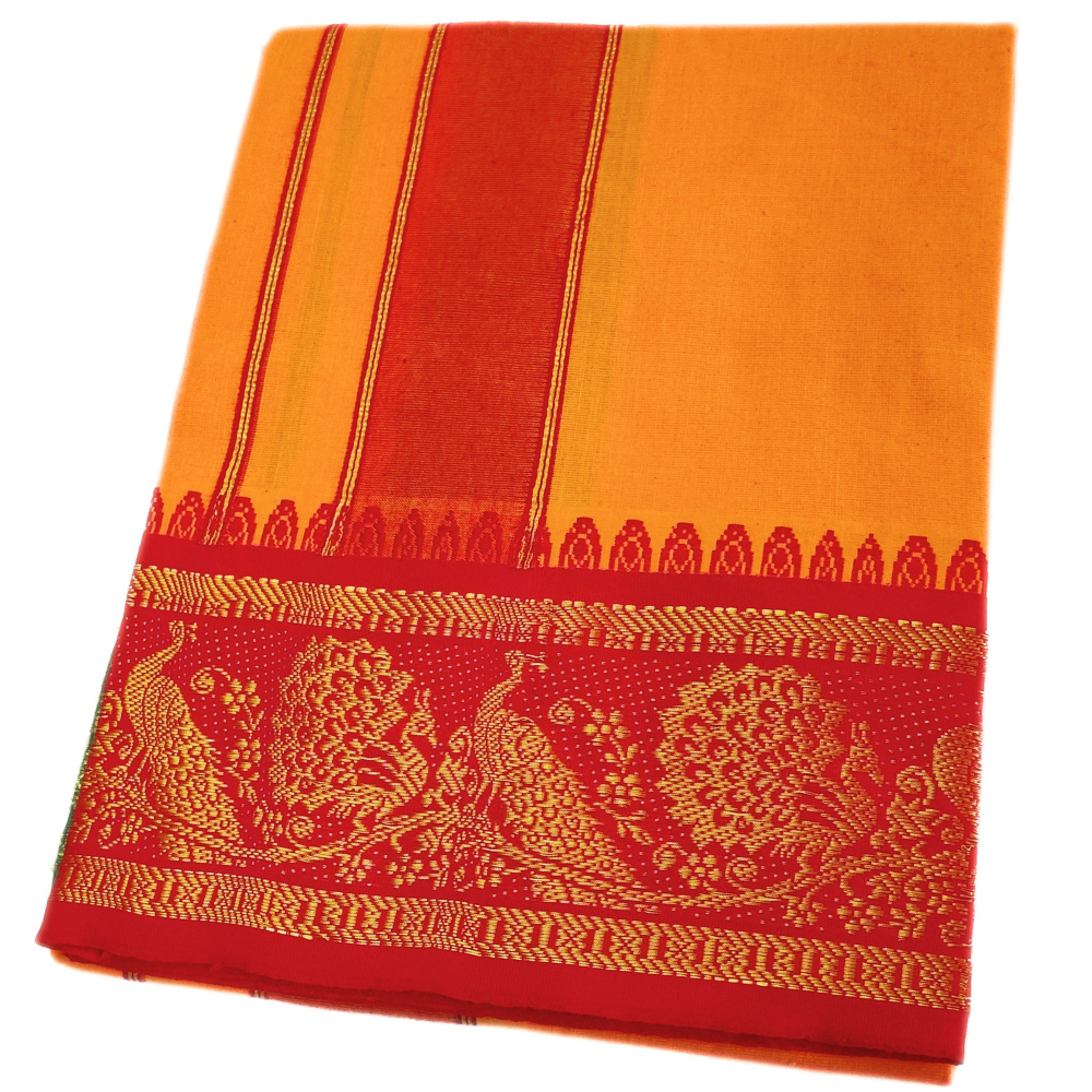 Mango Yellow Color Cotton Jacquard 2 Meter Lungi/Dhoti