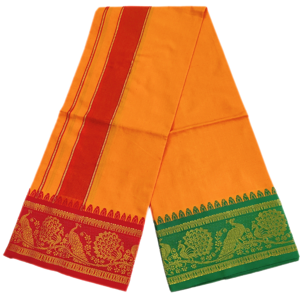 Mango Yellow Color Cotton Jacquard 2 Meter Lungi/Dhoti