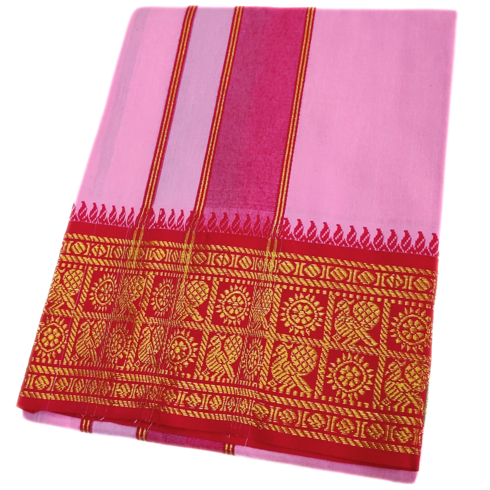 Baby Pink Color Cotton Jacquard 2 Meter Lungi/Dhoti