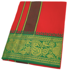 Red Color Cotton Jacquard 2 Meter Lungi/Dhoti