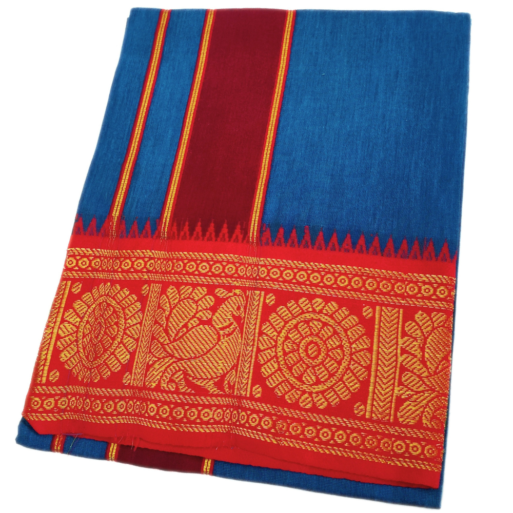 Blue Color Cotton Jacquard 2 Meter Lungi/Dhoti
