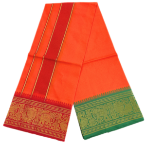 Orange Color Cotton Jacquard 2 Meter Lungi/Dhoti