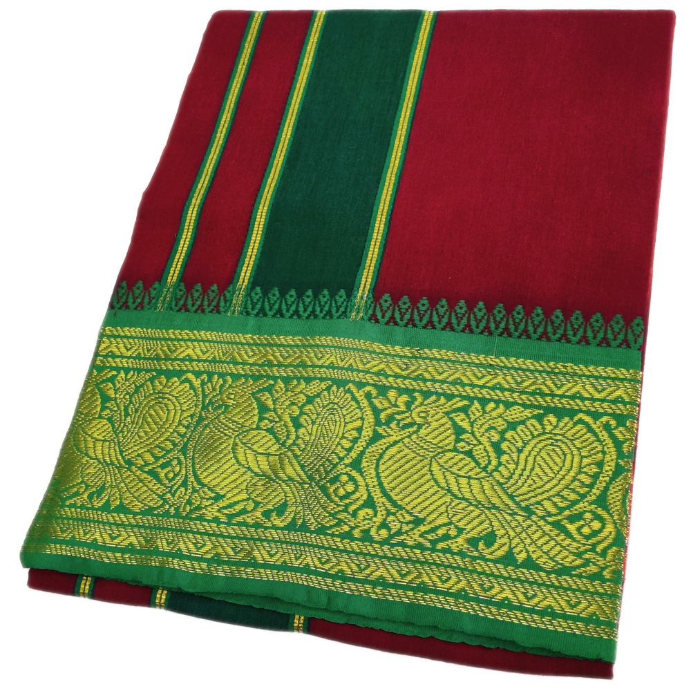 Maroon Color Cotton Jacquard 2 Meter Lungi/Dhoti