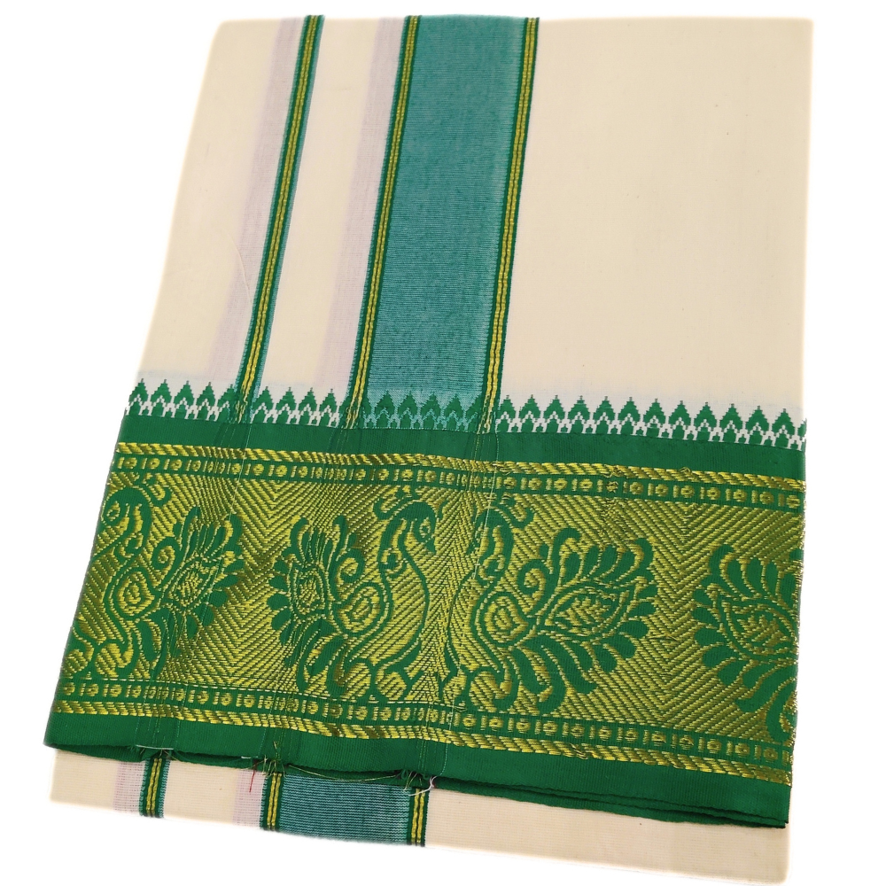 Cream Color Cotton Jacquard 2 Meter Lungi/Dhoti