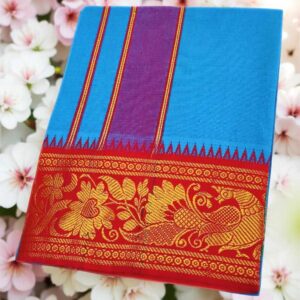 Anandha Blue Color Cotton Jacquard 2 Meter Lungi/Dhoti